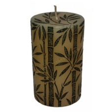 Candle Pillar Ivory Paint Black Bamboo 11 cm