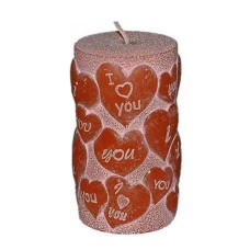 Candle Pillar Red Pink Dye I Love You 11 cm