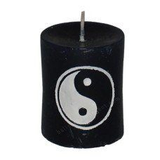 Votive Candle Black Yin Yank Motif 5 cm