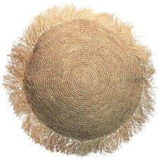 Woven Straw Grass Round Rug Fringes Natural 60 cm