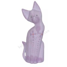 Wooden Cat Light Purple Painted Flower 25 cm