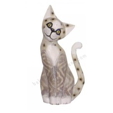 Wooden Cat Brown Burnt White Wash 30 cm