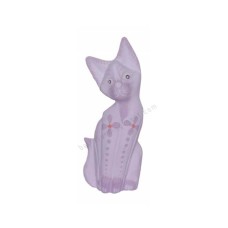 Wooden Cat Light Purple Painted Flower 20 cm