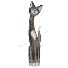 Wooden Cat Painted Grey White Wash 100 cm