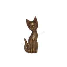 Wooden Cat Golden Antique Painted 30 cm