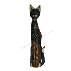 Wooden Cat Green Painted Gold Springs Neck 100 cm