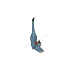 Wooden Mini Cat Stretching Blue Black Brown Ears 10 cm