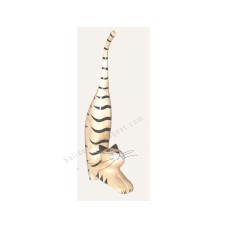 Wooden Mini Cat Stretching Cream Black Stripes 25 cm