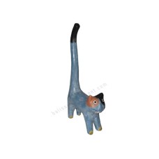 Wooden Mini Cat Long Tail Blue Black Brown Ears 20 cm