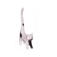 Wooden Mini Cat Long Tail White Black 20 cm