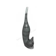 Wooden Mini Cat Squatting Ring Holder Grey White 10 cm