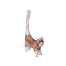 Wooden Mini Cat Ring Holder Burnt White 10 cm