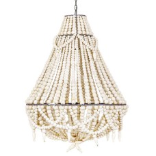 Wooden Bead Chandelier White Bone 70 cm