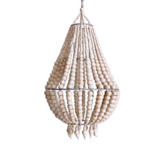 Wooden Bead Chandelier Natural White 40 cm