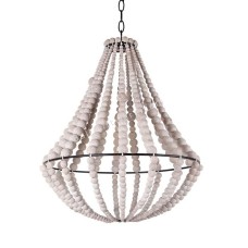 Wooden Bead Chandelier White 40 cm