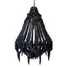 Black Wooden Bead Chandelier 40 cm