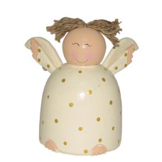 Wooden Cream Happy Dressed Angel 18 cm