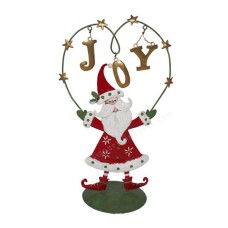 Metal Santa Claus Joy On Base 32 cm