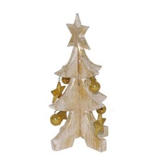 Wooden White Gold Christmas Tree 35 cm