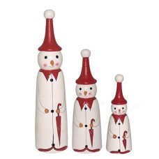 Wooden Standing White Santa Claus Set of 3