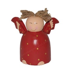 Wooden Red Happy Dressed Angel 18 cm