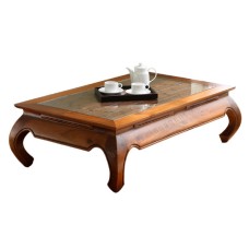 Reclaimed Teak Bali Opium Table With Glass 120 cm