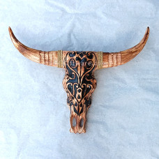 Wooden Brown Black Cow Head Medium