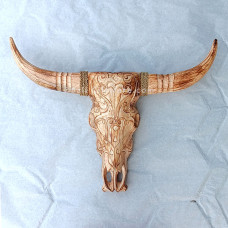Wooden Medium Cow Head Natural Brown