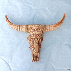 Wooden Small Cow Head Natural Brown
