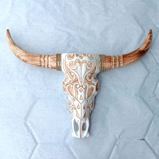Wooden Natural White Cow Head Medium