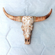 Wooden Small Cow Head Natural White