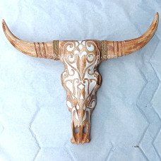 Wooden Cow Head Large Natural White