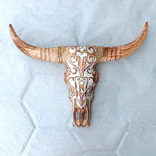 Wooden Cow Head Small Natural White