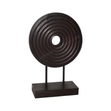 Wooden Round Carved Dark Brown With Stand 45 cm