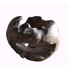 Reclaimed Teak Root Irregular Shape Half Ball 40 cm