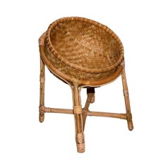 Rattan Light Brown Single Basket Display Stand 45 cm