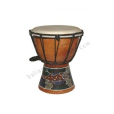 Wooden Djembe Drum Green Painted Lizard 20 cm