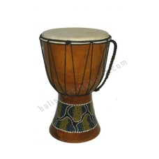 Wooden Djembe Drum Aboriginal Green Painted 40 cm