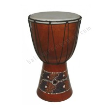 Wooden Djembe Drum Brown Aboriginal Painted 60 cm