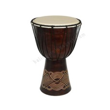 Wooden Djembe Drum Dark Brown Carved Motif 50 cm