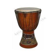 Wooden Djembe Drum Brown Abstract Painted 40 cm