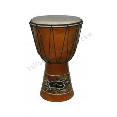 Wooden Djembe Drum Aboriginal Black Lizard 50 cm