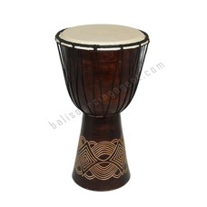 Wooden Djembe Drum Dark Brown Carved Motif 60 cm