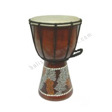 Wooden Djembe Drum Brown White Dots 50 cm
