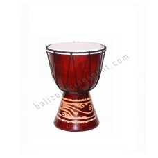 Wooden Djembe Drum Brown Carved Leaf 30 cm