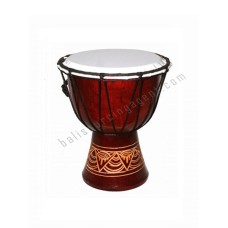 Wooden Djembe Drum Brown Carved Motif 25 cm