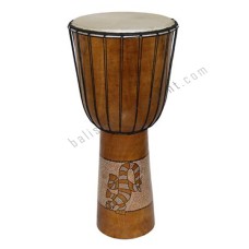 Wooden Djembe Drum Brown Painted Gecko 70 cm