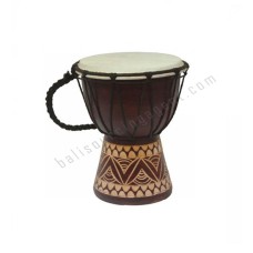 Wooden Dark Brown Djembe Drum Carved 20 cm