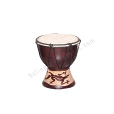 Wooden Dark Brown Djembe Drum Carved Gecko 15 cm