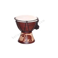 Wooden Brown Djembe Drum Carved Elephant 15 cm